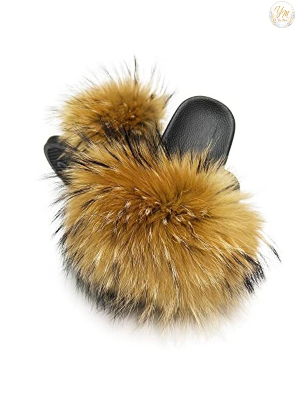 Real Raccoon Fur Furry Slides Slippers Open Toe Soft Fluffy Sandals